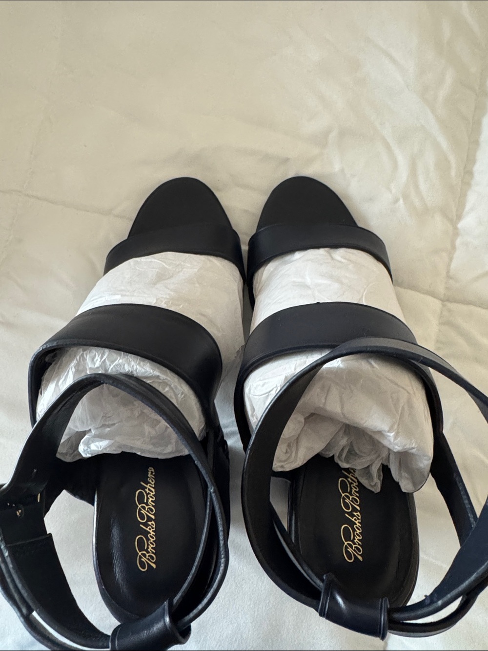 Brooks Brothers Black Leather Strappy Women's Sandals